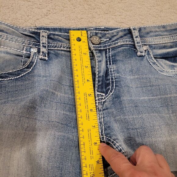 Shyanne Bootcut Western Low Rise Denim Jeans Rhinestone Embellished 32x27 - Picture 7 of 10